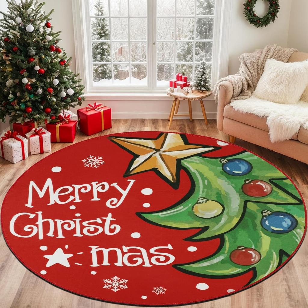 Kids Room Round Rug Non-Slip Carpet Floor Mat Area Rug Solar System Planet Design for Living Room Bedroom Playroom Minimalist