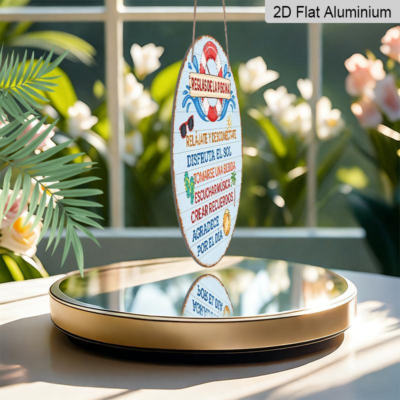 2D Flat, 1pc 7.87x7.87in/20x20cm Round Aluminum Sign, Vintage "Pool Rules" Decorative Plaque, "Summer Beach Fun & Relaxation Rules" Decorative Sign