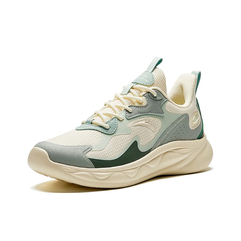 Anta Mianbomb 2 Cushioning Abrasion Resistant Slip Resistant Low top Running Shoes Women's Beige Green 922345577-5