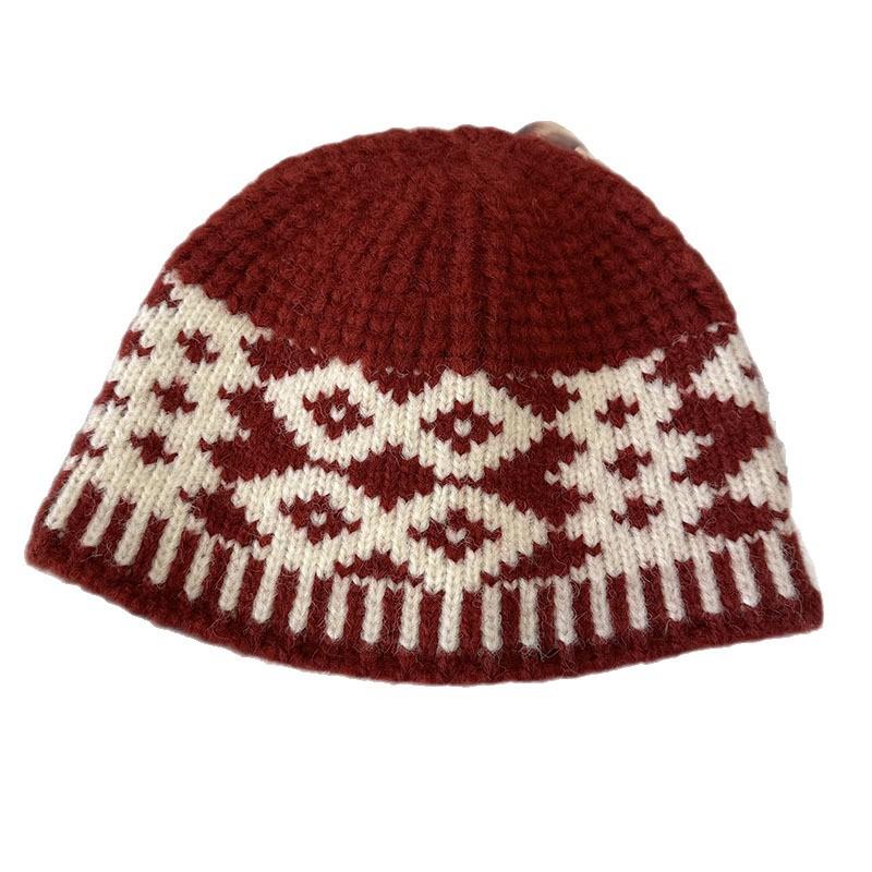 New Style Knitted Woolen Hat for Women with Large Head Circumference in Autumn and Winter Fashionable and Versatile Face Showing Small Cold Hat