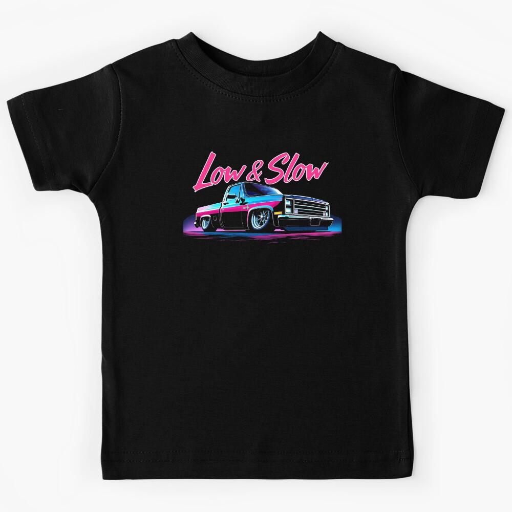 Low & Slow – Neon Squarebody C10 Art Kids T-Shirt 150