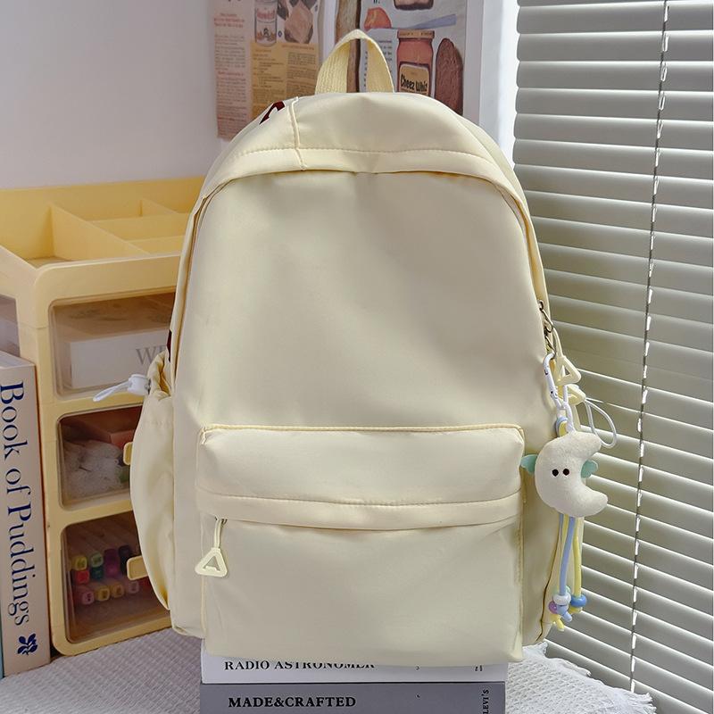 Schoolbag schoolbag ins style niche high school students junior high school girls simple solid color large capacity Korean backpack women's shoulder 
