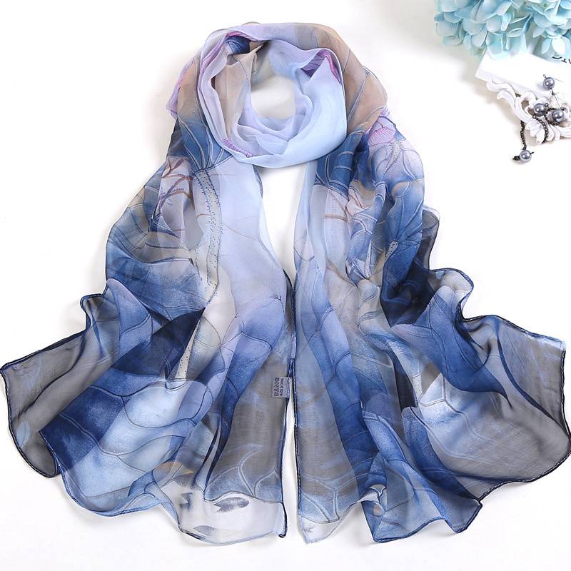 Scarf Lotus Pond Wholesale Long Women's Scarf Beach Scarf Moonlight Thin Summer Lotus Sunscreen Scarf Scarf