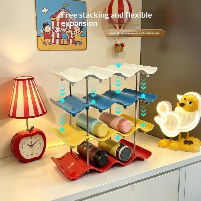 Multi-Layer Wave Cup Holder Colorful Mug Storage Rack Desktop Cup Organizer Kitchen Coffee Tea Glass Tabletop Drinkware Shelf
