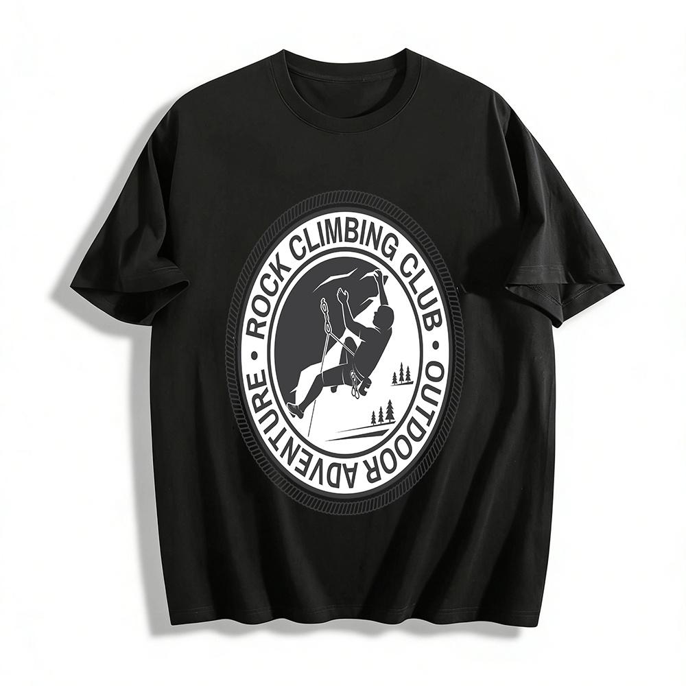 

Rock Climbing Club Outdoor Adventure Graphic Casual Tee Pure cotton T-shirt XXS