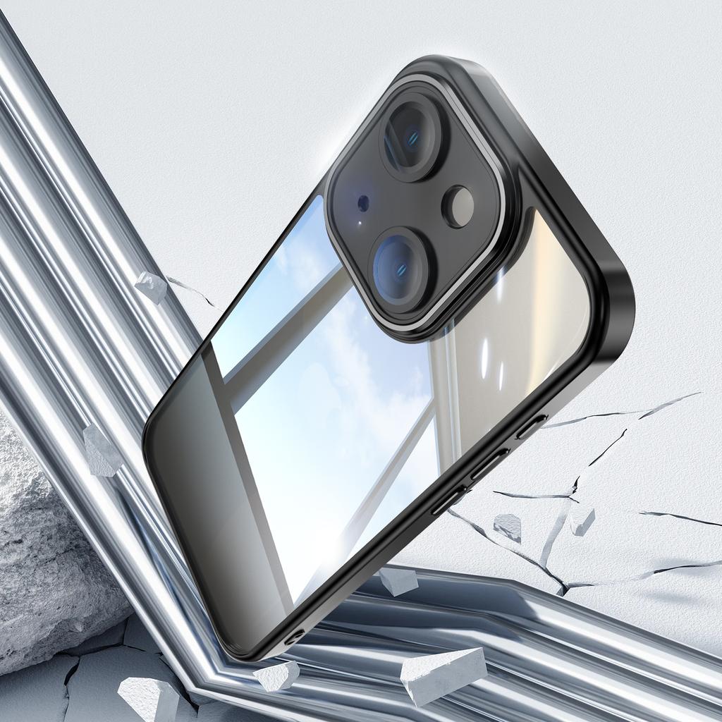 For iPhone 14 Plus TPU Case WANLONFENG Shockproof Clear Phone Cover with Tempered Glass Film