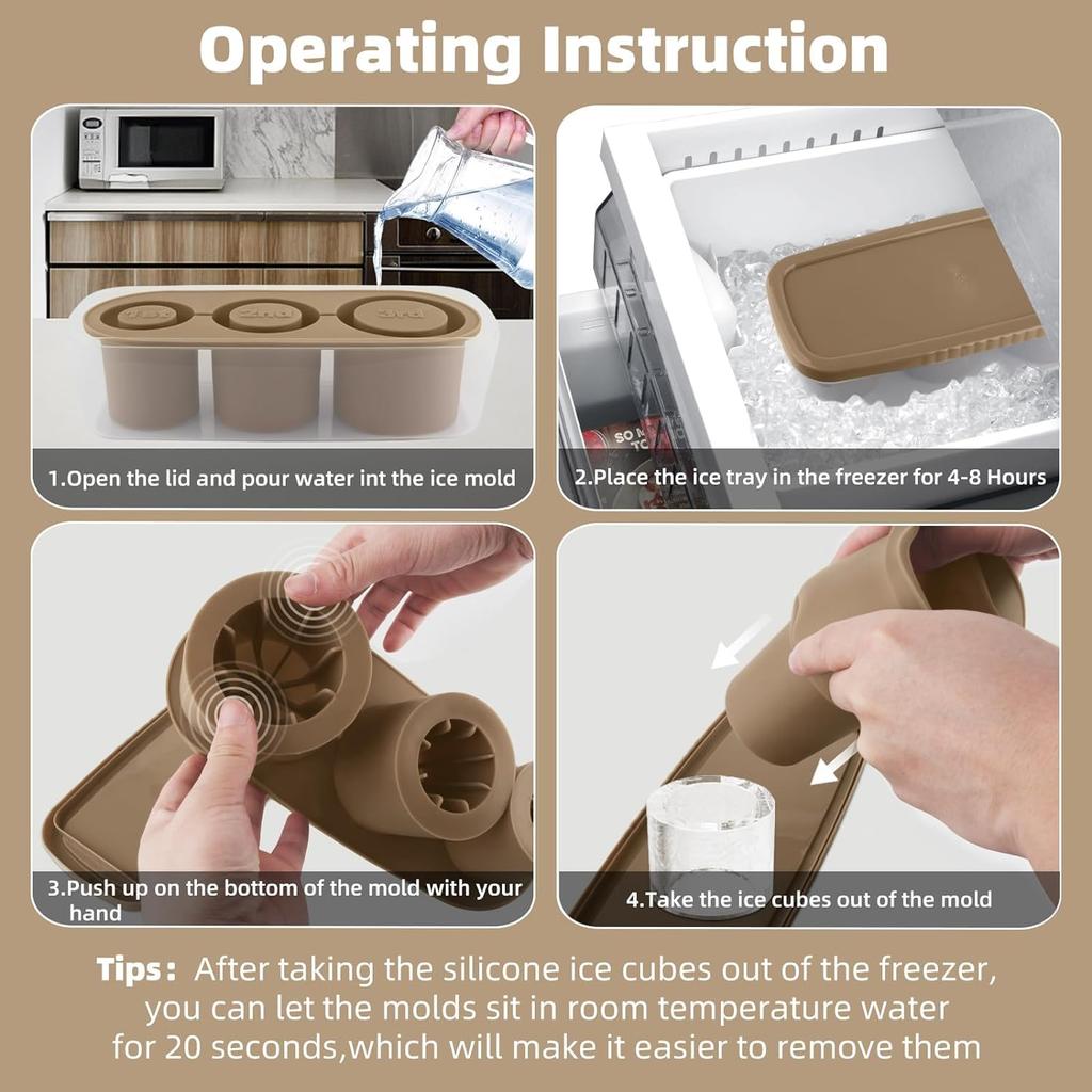 Sommar Nödvändig Silikon Isform Iskubsbricka Med Lock och behållare För 30-40 oz Tumblerkopp Tillverkning Cylinder Iskubsformar