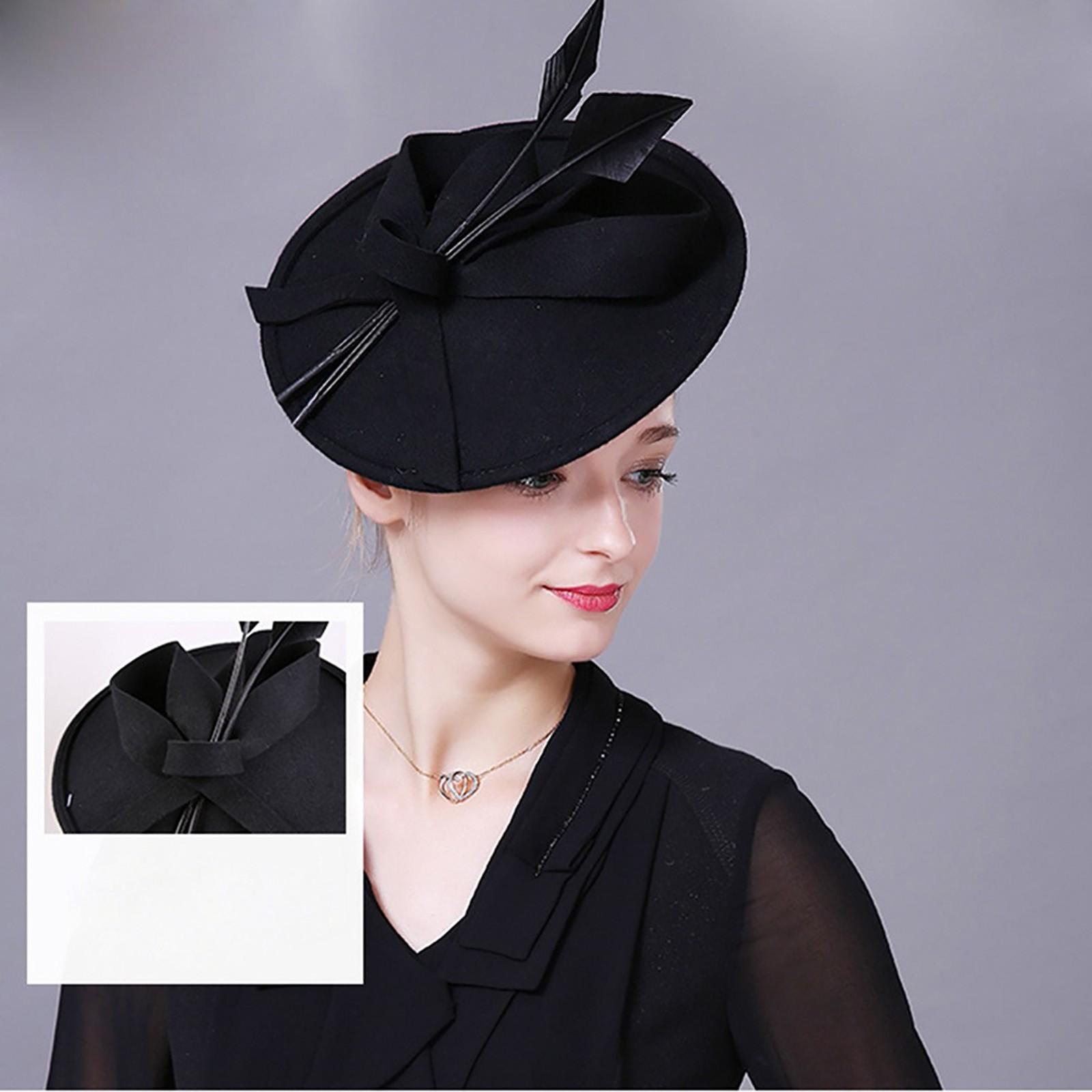 

Женская шляпа-дерби с цветами для коктейльного бала, свадебная повязка на голову, шляпа One Size чёрный