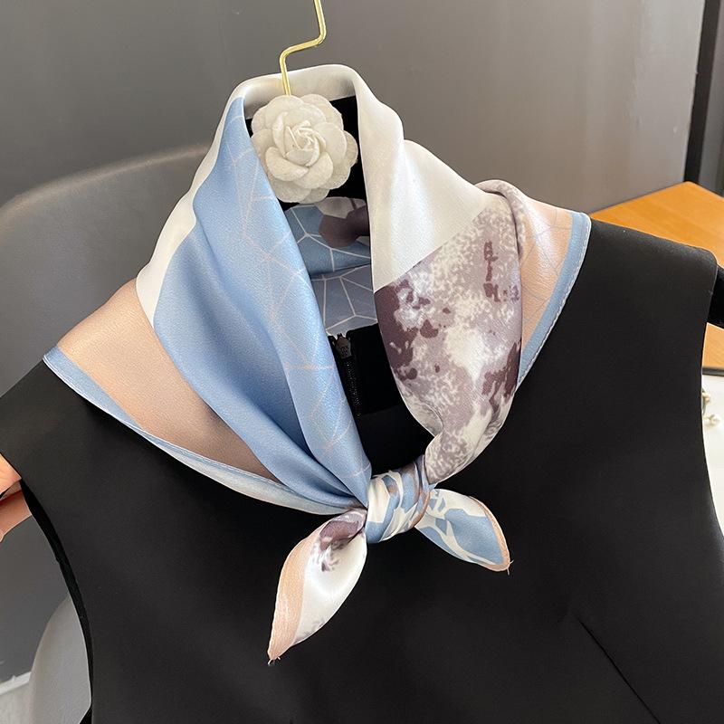 

2024 New 100% Real Silk Hair Scarf Fashion Lady Foulard Female Bandana Scarves for Women Hijab Luxury Brand Tie Shawl Wraps Real Silk 53x53cm