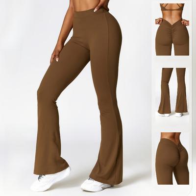 Women Peach Lift Hip Yoga Flared Pants Summer Spring Fitness Sports Wide Leg Micro Pants High Waist Quick Dry Yoga Pants