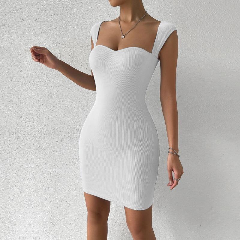 Women European American Style Sexy Sleeveless Knit Bodycon Suspender Mini Dress