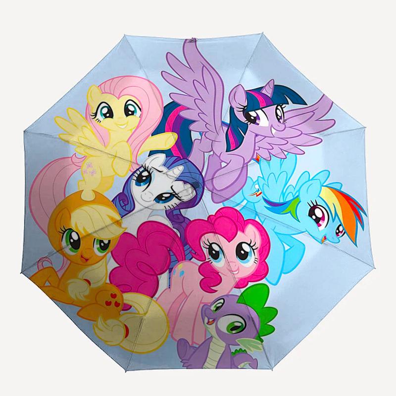 1pc My Little Pony Automatic Folding Umbrella Portable Tri-Fold Design with 8-Bone Iron Frame, Outdoor for Fans, Travelers, Daily Use, Gift for All Oc