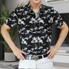 Summer Men's Ice Silk Short-sleeved Breathable Shirt Casual Fashion Slim Printed Shirt