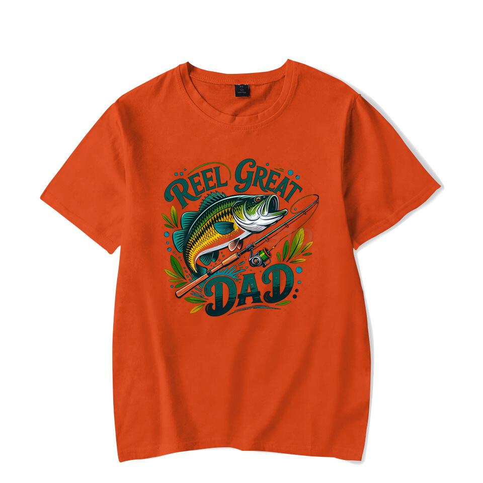 Reel Great Dad Graphic T Shirts for Men Fishing Life Funny Short Sleeve Tee Shirt Fishing Lovers Trendy Dad Design Summer Tops
