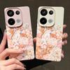 Hydrangea Peony Flower Pattern Case For Xiaomi 14T 13T 11T Pro Funda Redmi Note 14 13 12 11 Pro 5G 4G Leather Texture Silicone Cover