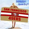 SF 49ers Print Beach Towel, Large Soft Quick Dry Towel for Beach Camping Swimming