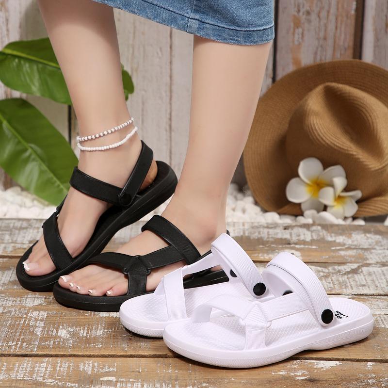 2026 Summer Flat Women's Shoes Comfortable Slip-on Beach Sandals Outdoor Lightweight Casual Slippers Plus Size Women Sandals