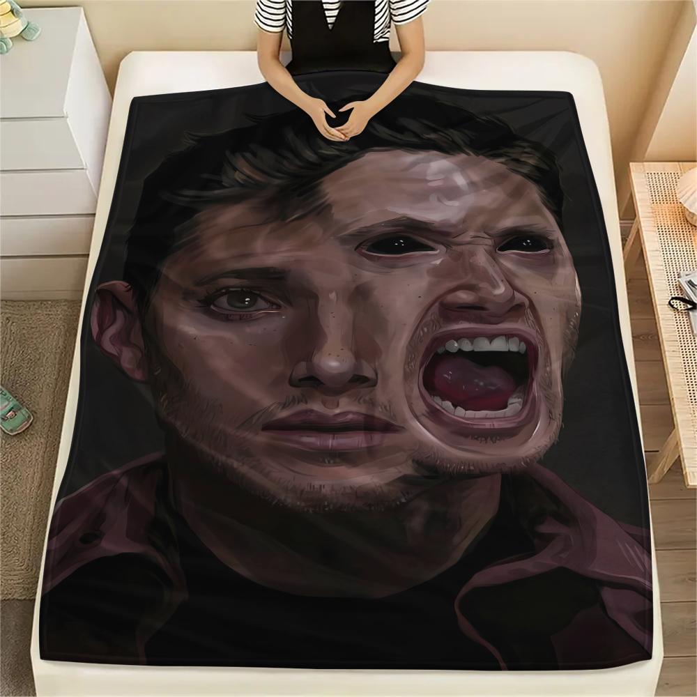 1PC Dean Winchester Print Flannel Blanket, High Quality All Seasons, Home Decor, Warmth and Comfort, Perfect for Christmas Gifts