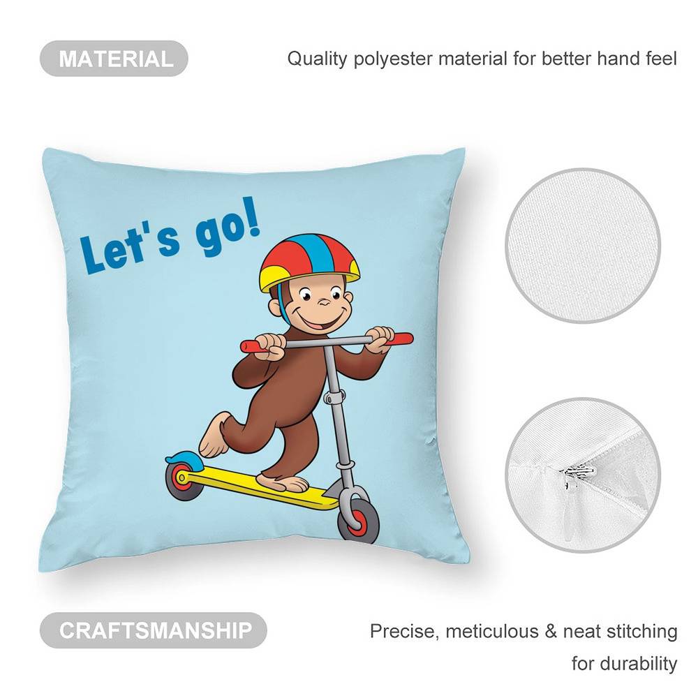Curious G-George Cartoon Pillow Case Sofa Living Room Bedroom Double-sided Printing Square Cushion Nap Time Pillow Case