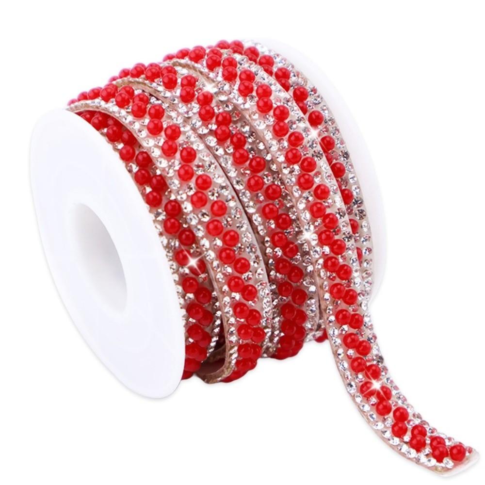 Craft Accessory 3 Yards Self Adhesive Pearl Chain Shiny DIY Decoration Rhinestone Strip Flexible Pearl Sticker Garment Supply