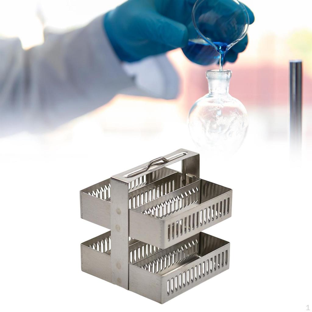 Dyeing Rack In Stainless Steel with Handle for Glass Slides Lab