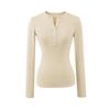 Women's Korean Style Henry Collar Long Sleeve Base Layer T-shirt for Autumn/Winter – Stylish, Stretchy, Basic Top