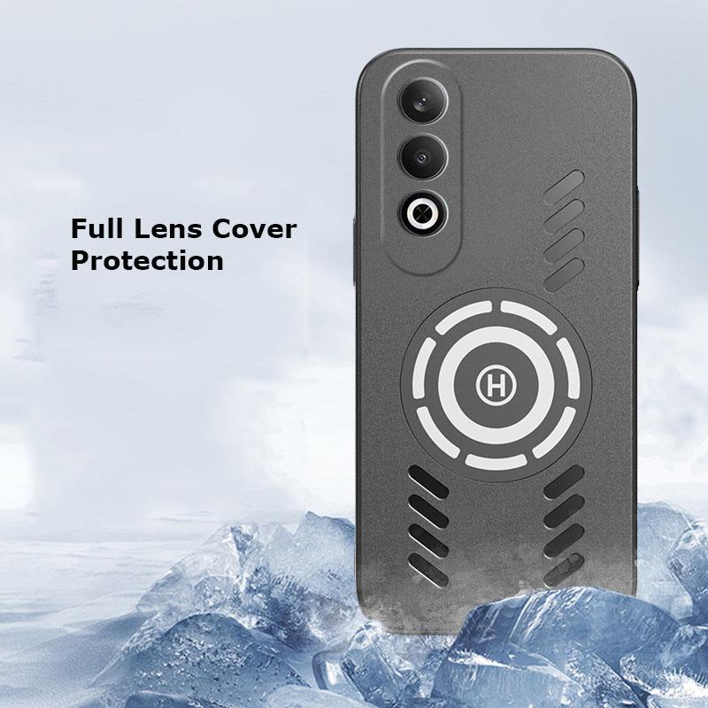 For Oppo K12 Plus Rock Sand Ice Magnetic Heat Dissipation Matte Anti-fingerprint PC Case Breathable Cooling Cover Shell