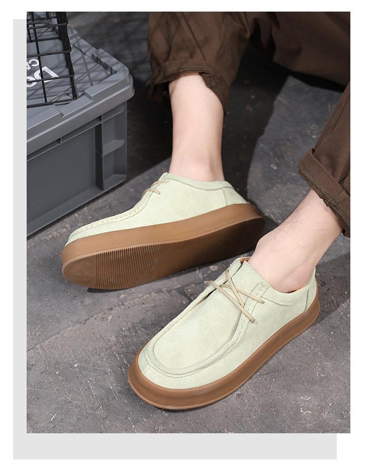 Fashion Men's Suede Leather Lace-Up Low-Top Sneakers Spring Breathable Comfortable Casual Shoes Lightweight Korean Fashion for Commuting