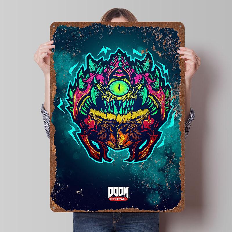 DoomS Tinplate Posters Custom Wall Art Vintage Metal Signs Retro Tin Plaque for Bedroom Decoration Gaming Home Decor Accessories