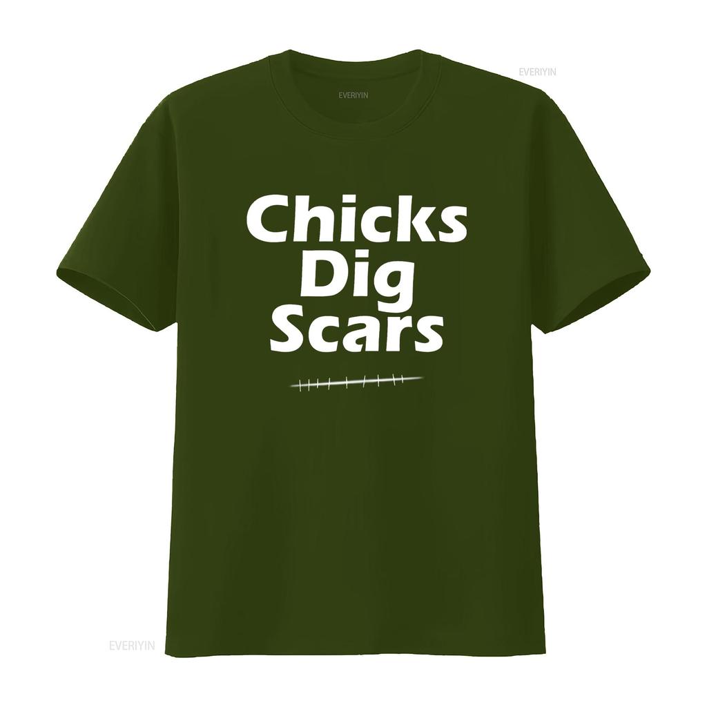 Womens T Shirt Chicks Dig Scars Cute Black 2XL vintage Washed Stretched Versatile Top For Everyday Wear homme graphic Stylish