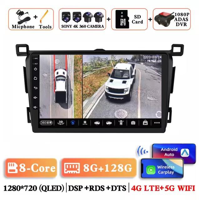 Android 14 Wireless Carplay Auto Car Radio for Toyota RAV4 Rav 4 2013 - 2018 Multimedia Player Navigation GPS 4G+WIFI Stereo RDS