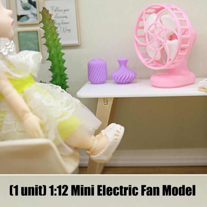 Miniature Electric Fan Model Figurine For 1/12 Doll House Landscape Realistic Design Cooling Fan Decorative Accessory