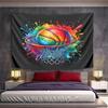 Colorful Basketball Splash Art Design Pattern Wall Hanging Tapestry Decorative Tapestry Home Decor for Bedroom and Living Room
