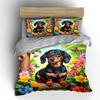 Floral Garden Dachshund Decor Set Exquisite Three-Piece Bedding Set Gift For Kids And Adults