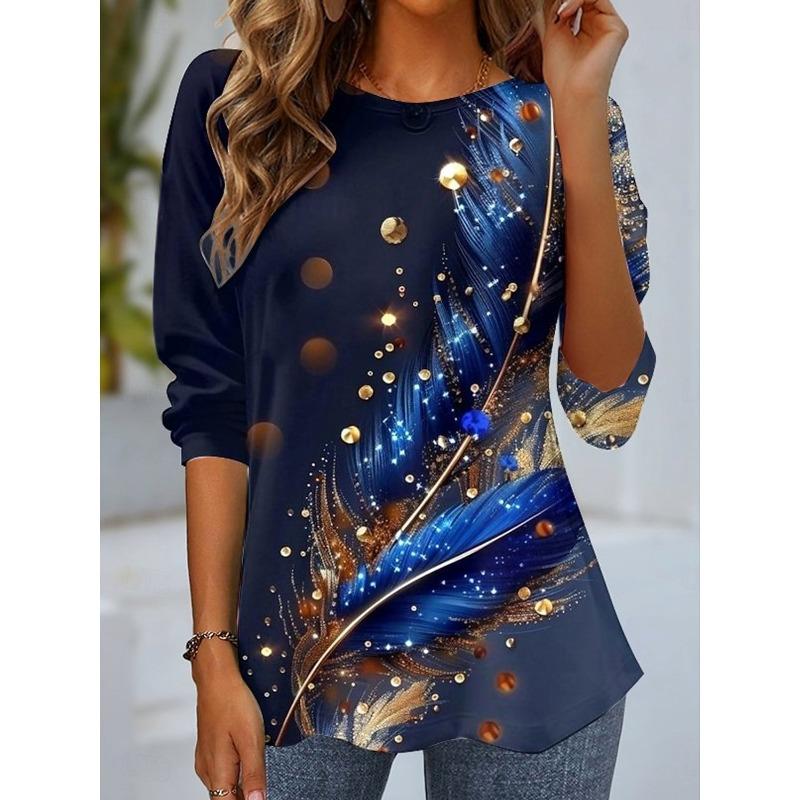 

Women s Sweatshirt Polyester 3D Print Christmas Theme Graphics long sleeve T-shirt Casual Loose Fit Crew Neck Long Sleeve Tops XXL