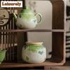 HOYIHM Hand-painted Peony Flower Tea Box Organizer Moisture-proof Handmade Storage Tank Containers Tea Caddy Tea Services Gift
