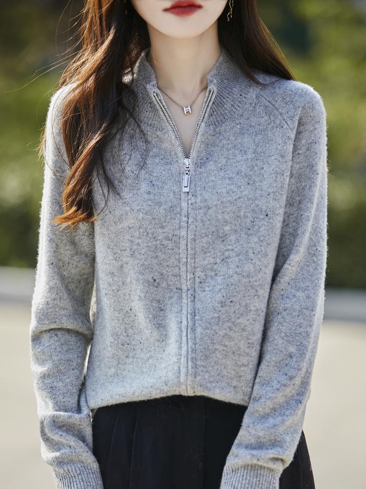Women's Wool Polka Dot Knit Cardigan - 2025 Autumn/Winter Retro Style Loose Sweater Coat