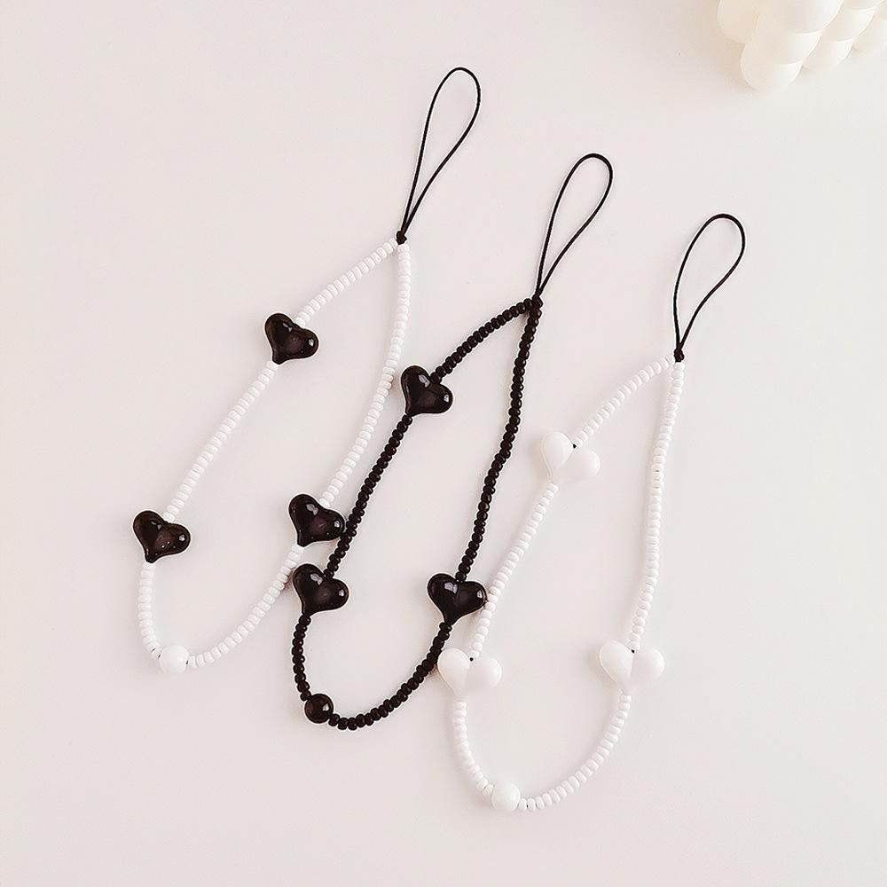 INS wind rice bead chain acrylic love anti-lost hand carry fashion chain short mobile phone chain