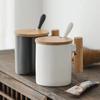 Ceramic Coffee Mug with Wooden Handle and Lid Heat Insulation Office Home Couple's Cups Gifts Spoon Tea Milk Water Cup Drinkware