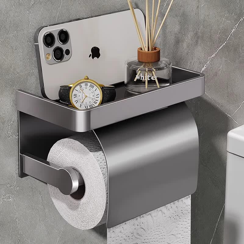 Thickened Double-Layer Bathroom Tissue Holder with Shelf