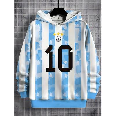 2025 Neue Modische Kinder Freizeit Hoodie, 3D Gedrucktes Fußballstil Trikot Größe 10 Muster, Alltagskleidung, Modischer Trend