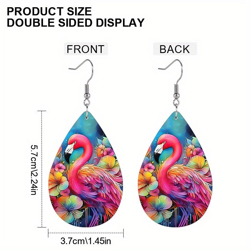 Exquisite Flamingo PU Leather Earrings Fashion Earrings Holiday Gifts for Friends Party Fashion Accessories Elegant Earrings Party Earrings