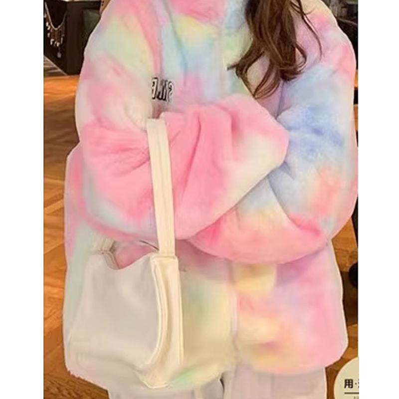 0,5/1/2 Yard Tie Dye Imitace Králičí Plyšová Látka Látka z Umělé Kožešiny na Šití Zimních Kabátů Šálů Dek Deky Oblečení pro DIY