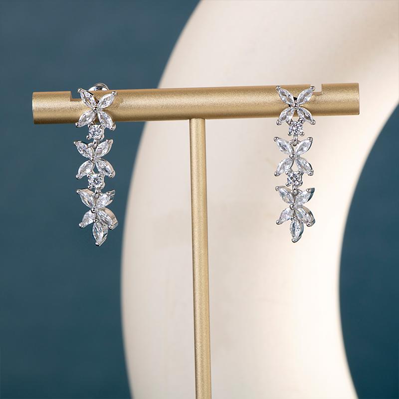 BELLA BOX Aesthetic Earrings For Women Brilliant Marquise Cubic Zirconia Stone Engagement Wedding Party Romantic Accessories