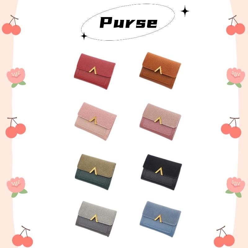 Fashionable Korean-style Women's Wallet With Metal Elements, 2 Folds And Convenient Cover-opening Design