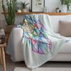 Rainbow Colorful Geometric Star Mandala Print Soft Fleece Blanket Throw for Kids Girls Teen Bedroom Decoration Gift