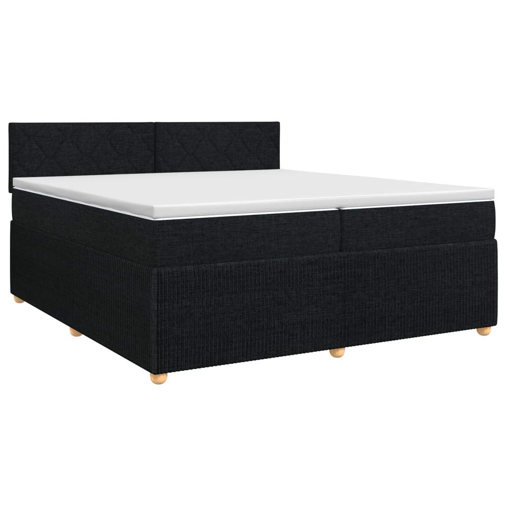 Box Spring Bed with Mattress Black 200 X 200 Cm Fabric