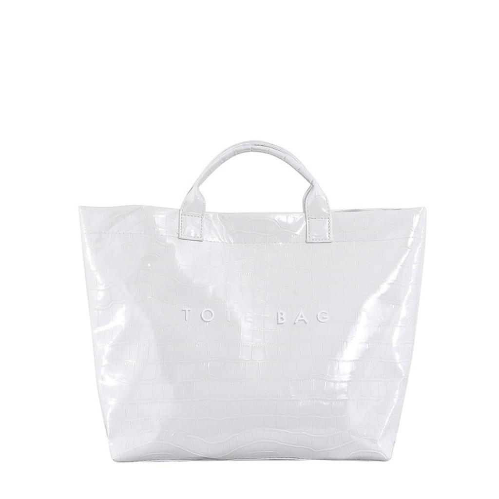 Ladies' shiny letter tote bag in jelly color, large capacity, fashionable and versatile handbag