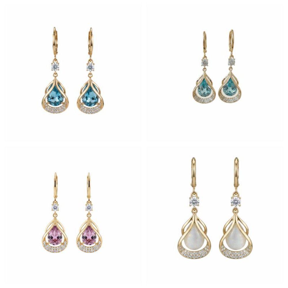 Women Jewelry Rhinestone Dangle Earrings Luxury Cat Eye Stone Earrings Water Drop Earrings Party