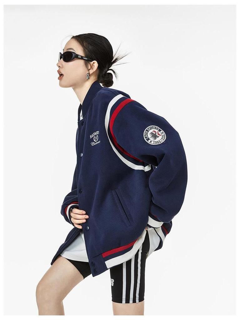 ICH MODE Women's Retro Color Block Baseball Jacket - Spring 2025 Collection
